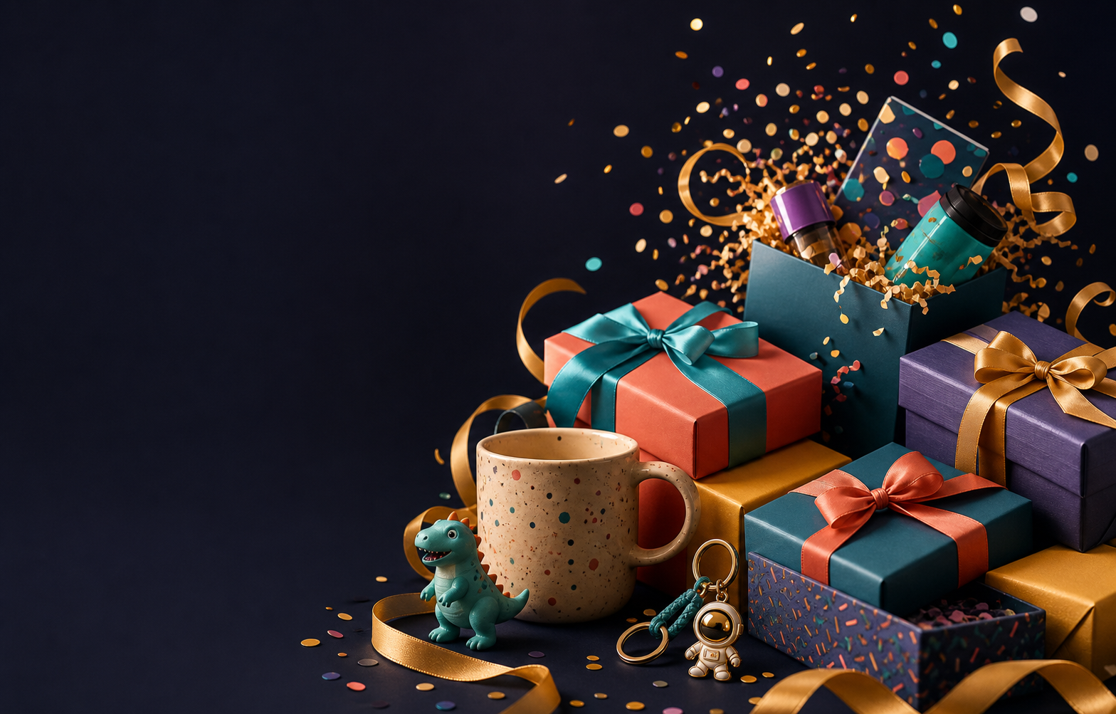 Colorful collection of gifts and keepsakes